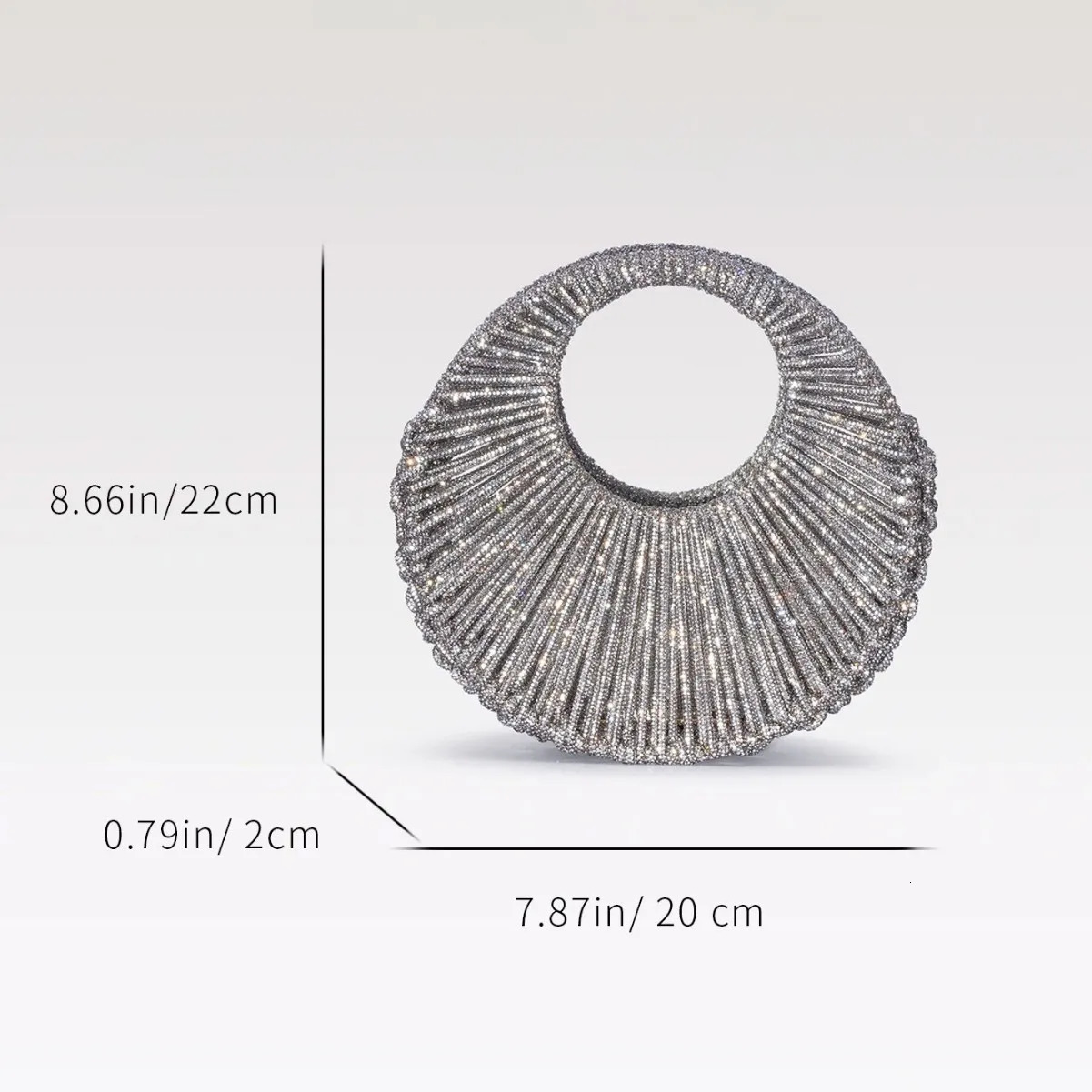 Glitter Shiny Diamond Clutch Purse Women Handbag Handmade Circular Bag Wedding Party Banquet Bag Fashion Evening Bag 260924 - view 6