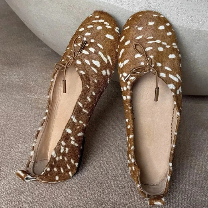 HighQuality Soft Leather Ballet Flats Women Bow Tie Detail RoundToe SlipOn Loafers Comfortable Soft Soles Suede Casual Shoes 260924 - view 6
