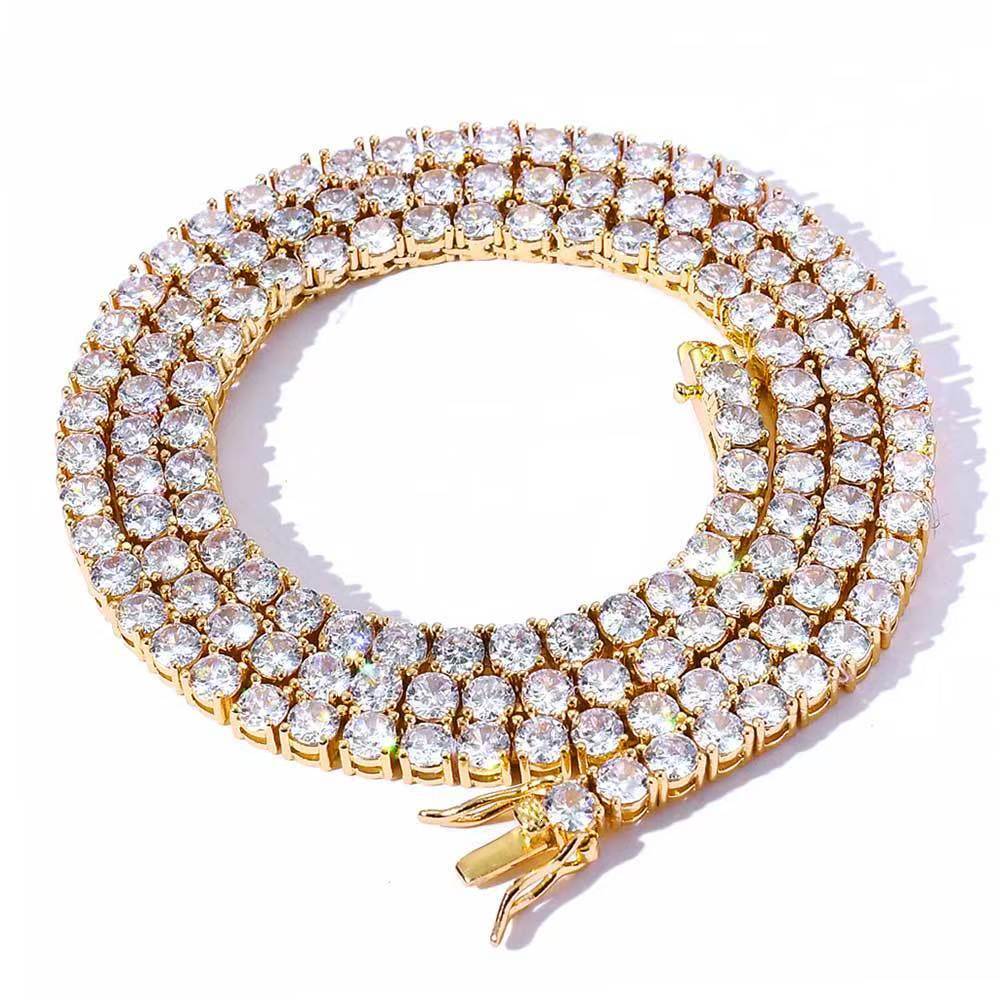 Iced Out VVS Moissanite Tennis Chain 18K Gold Plated Round Stone Necklace Bracelet Unisex Hip Hop Jewelry - view 6