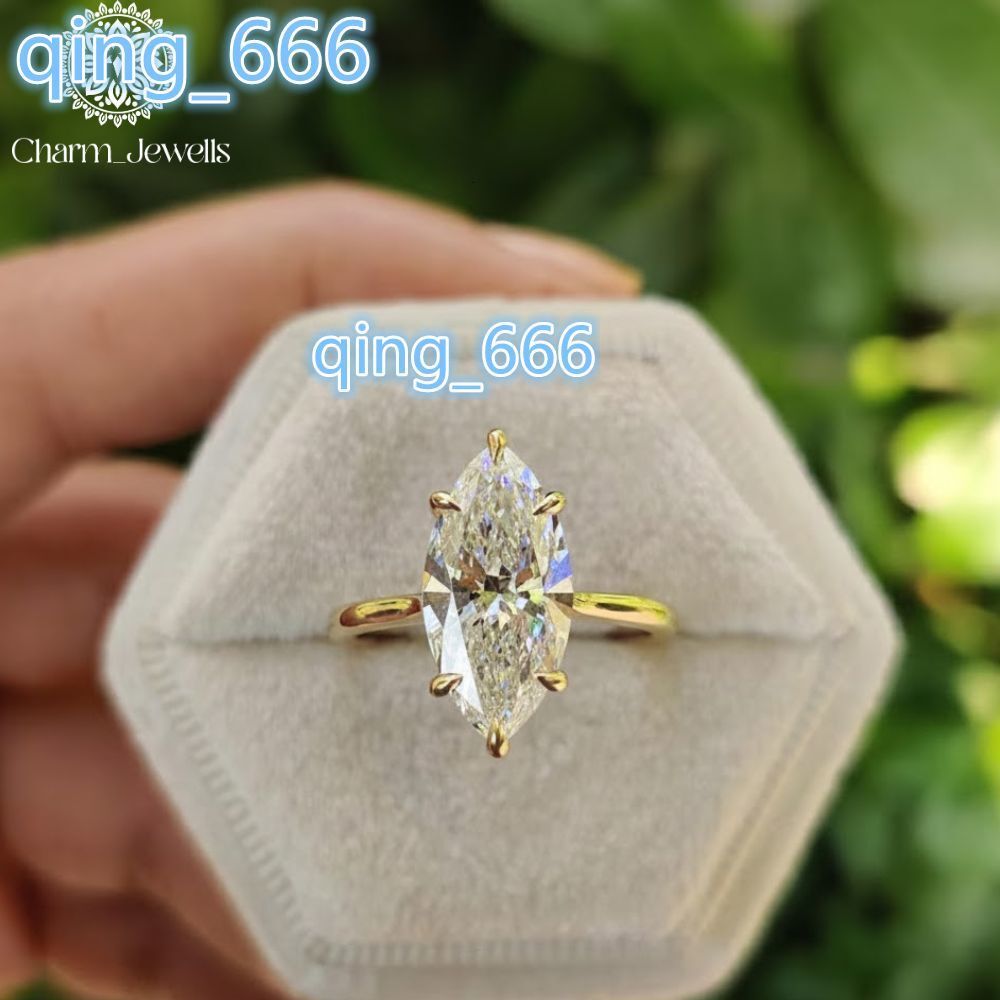 Charm Women's Rose Gold Plated Silver Cushion Cut Moissanite Engagement Eternity Band Ring Classic Prong Setting
