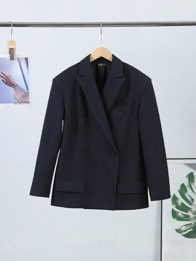 Casual Women Blazer Fashion Long Sleeve Pockets Double Breasted Female Coat Chic Spring Officewear Loose Clothing 2026 260924 - view 5