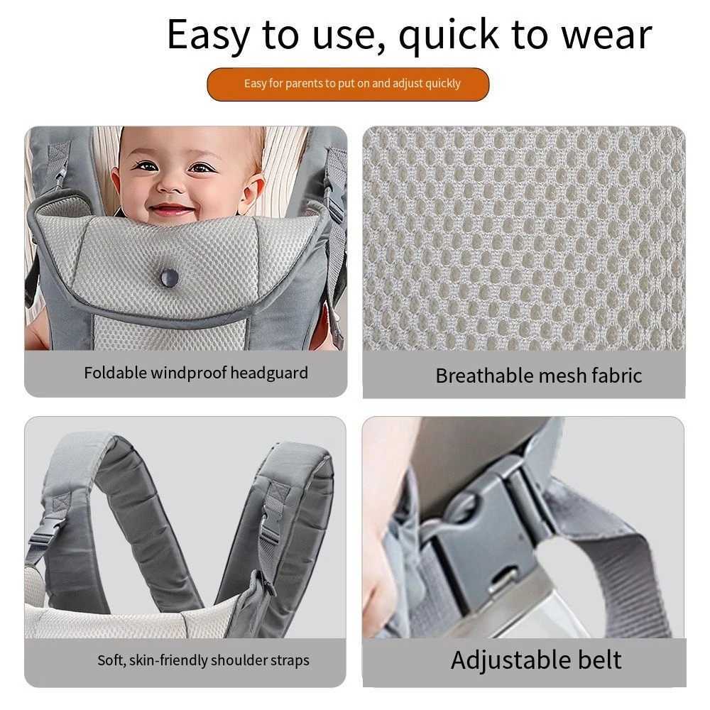 Backpacks Carriers Slings Ergonomic Newborn Kangaroo Wrap 4-In-1 Easily Adjustable Front Facing Baby Carrier Breathable Hipseat Waist Belt C2609221 - view 7