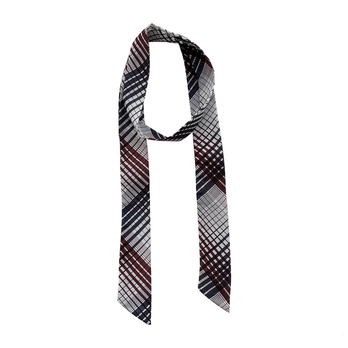 Long Strip High-End Feel Ins French Thin Narrow Neck for Women Korean Style Outfit Silk Scarf Polka Dot Plaid Print Ribbon - view 6