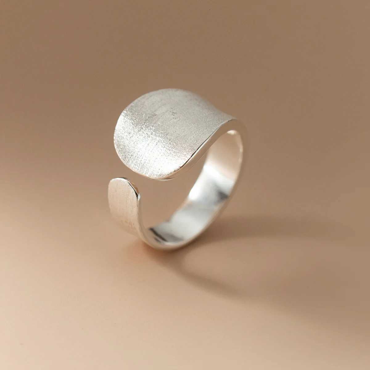 Sterling 925 Band Silver Rings Matte Finish Geometry Adjustable Rings For Women Wedding Engagement Luxury Jewelry Jewellery Moneys 925 N260924 - view 4