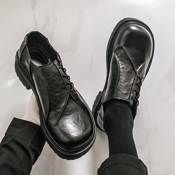 Four season side lace up thick soled big toe leather shoes, fashionable formal wear, business casual shoes, plus size office men's shoes 14561 - view 5