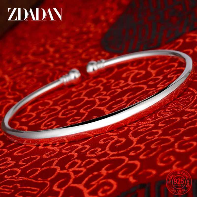 Sier Bangle Sterling ZDADAN 925 Round Open Cuff Bracelet For Wen Charm Jewelry Gift N260924 - view 4