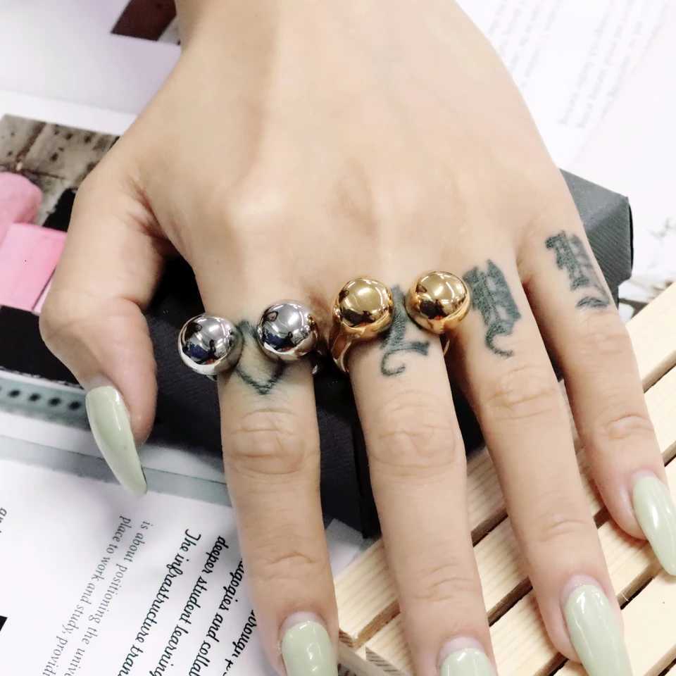 Stainless New Design Band Rings Steel Heavy Geometric Bead Ring For Women Fashion Jewelry Party Gift N260924 - view 5