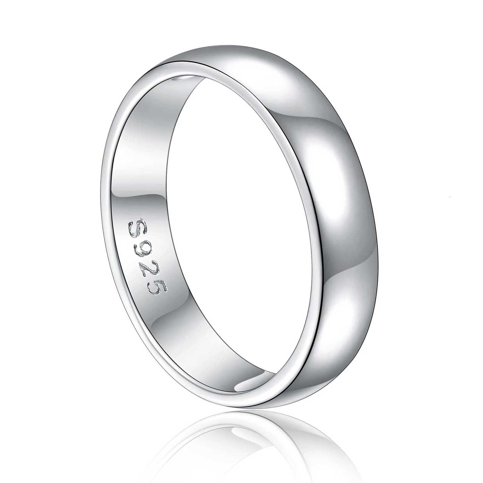 Rings 925 Sterling Silver Band Polished Dome Band Ring D VVS1 Moissanite Multi Tone Minimalist Couple Wedding Fine Jewelry For Men Women N260924 - view 4