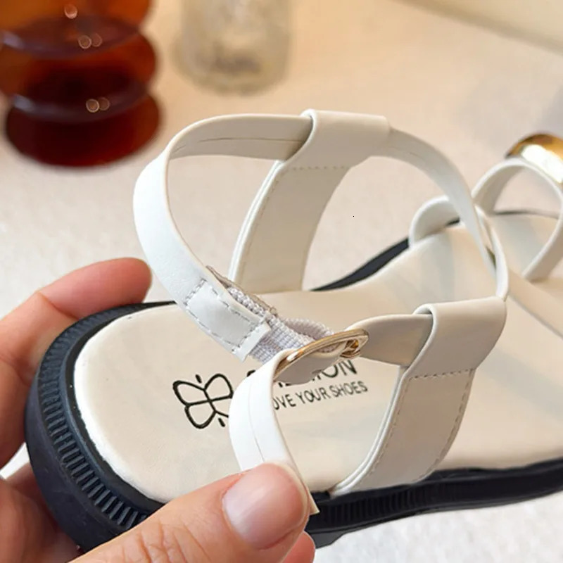 Cross Strap Girls Sandals Solid PU Leather Flip Flops Sandals For Children Summer Elastic Band Soft Kids Gladiator Shoes 260923 - view 6
