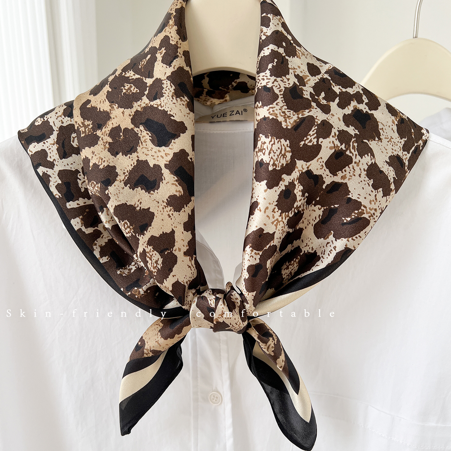 100% mulberry silk, 70*70cm, classic leopard print square scarf, fashionable silk shawl for women, versatile and elegant - view 5