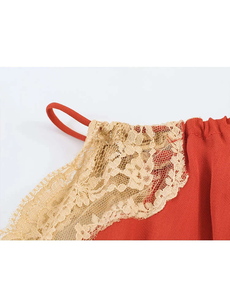 Summer Women Halter Top Fashionable Elegant Patchwork Lace Splicing Irregular Loose Fit Sleeveless Tank Top Chic Lady 260924 - view 5