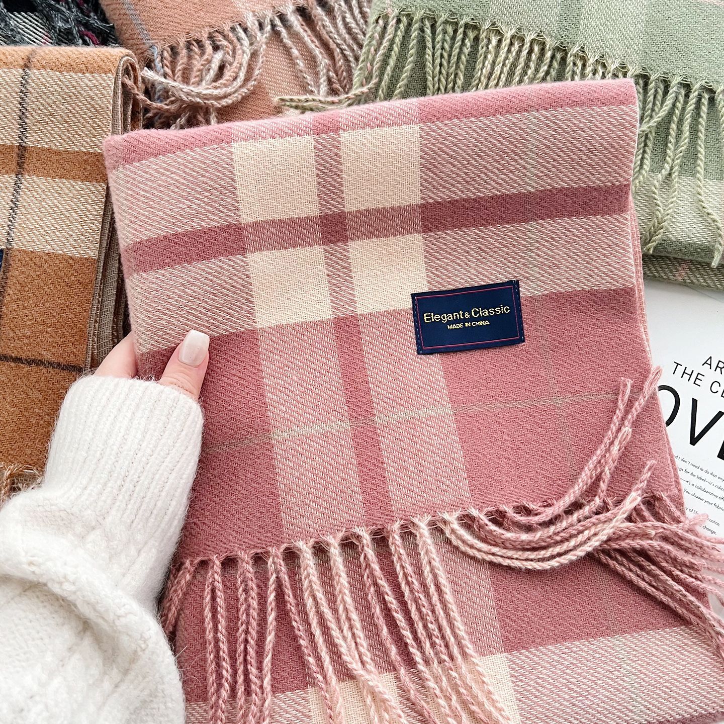 Clearance sale: Winter Korean-style classic striped plaid fringed scarves shawls, versatile for travel, thick and warm, wholesale - view 4