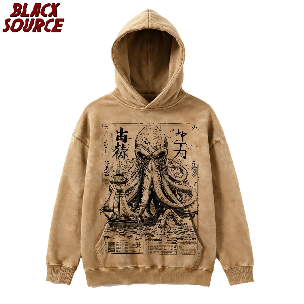 T306 Cthulhu Kraken Vintage Japanese Sea Monster Hoodie Horror Graphic Pullover Sweatshirt Y2K Art Aesthetic Streetwear 260922 - view 6