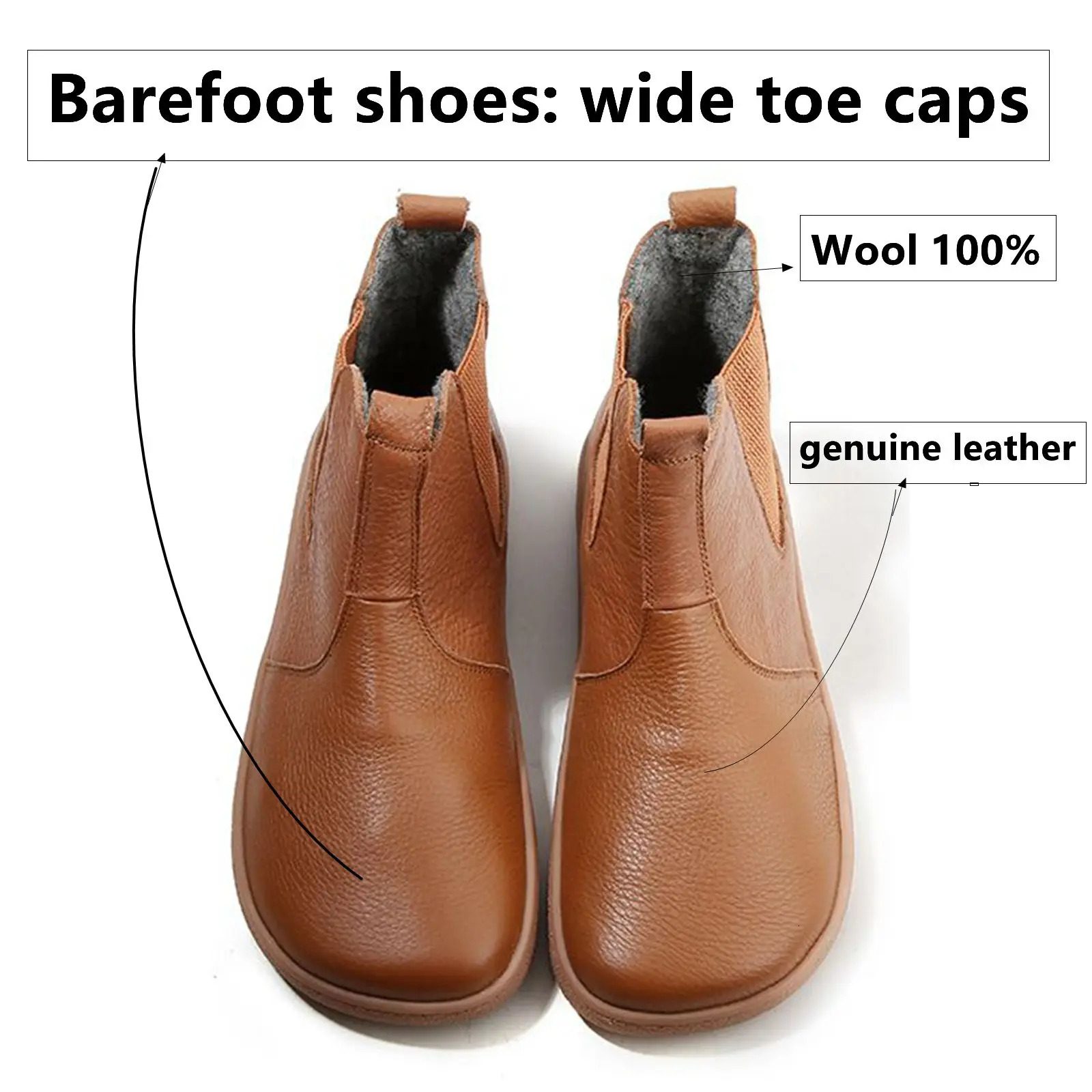 Barefoot Leather Boots With Wool Linning Inside For Women man Zero Drop Wider Toes Box 260922 - view 5