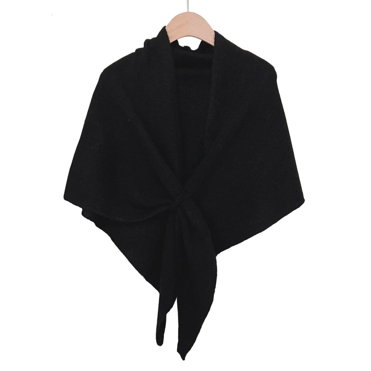 2026 Fall/Winter Collection Wool Blend Solid Color Triangular Scarf Large Shawl Warm Thick Knitted Neck Warmer for Outerwear - view 6