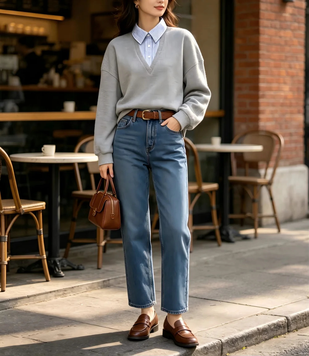 Women Two Piece Lapel Half Placket Sweatshirt 2026 Lazy Casual Long Sleeve Pullover Tops 260924 - view 5