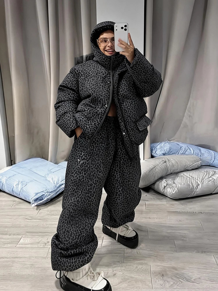 Urban Solid Women Stripe Padded Coat Pant Set Casual Full Sleeve Hooded Zipper Jacket Elastic Waist Pant 2026 Winter Lady Suits 260922 - view 4