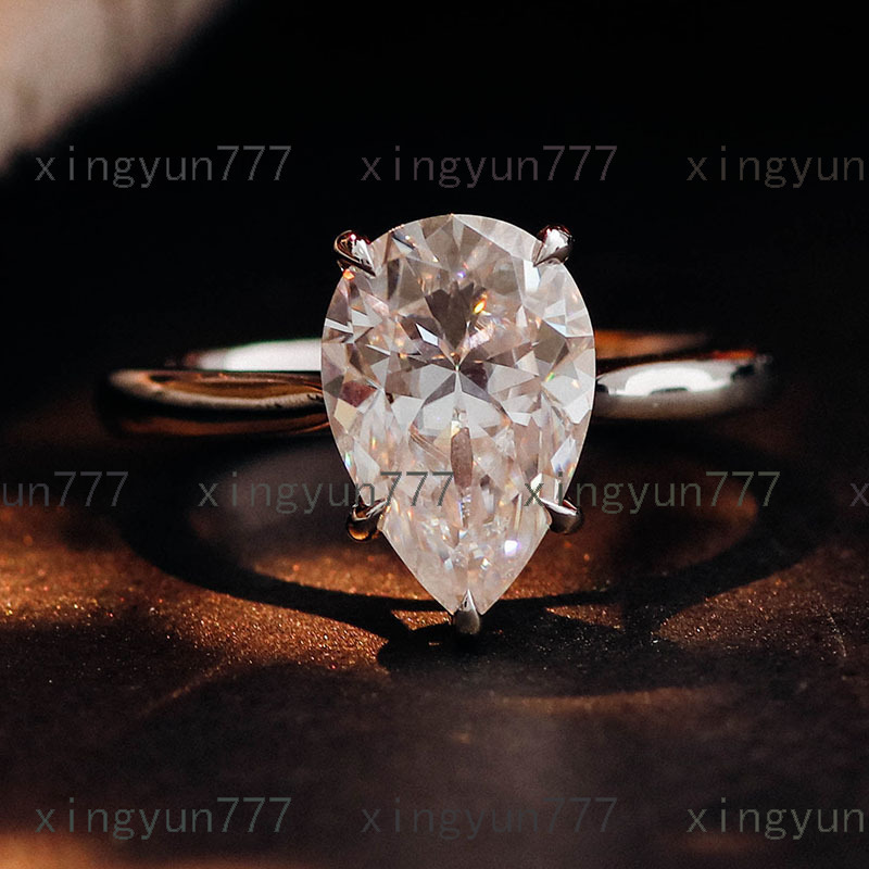 RongZhen 14k 18k Solid Gold Pear Cut Lab Grown Diamond Engagement Ring Men Women IGI Certified 2ct VVS Color D Jewelry Custom