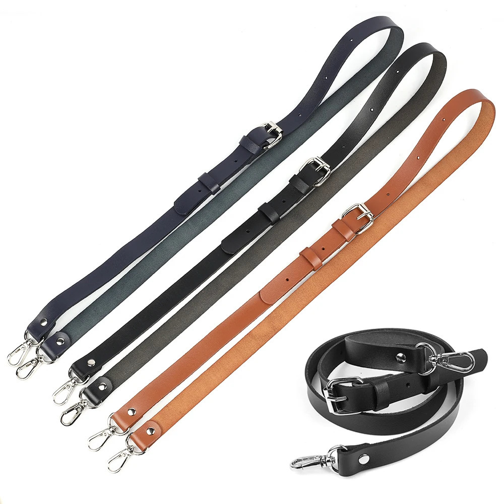 Adjustable 127cm Long Cow Leather Bag Strap Black Tan 2cm Wide Belt for Crossbody Shoulder Bag Replacement Handbag Accessories 260920 - view 3