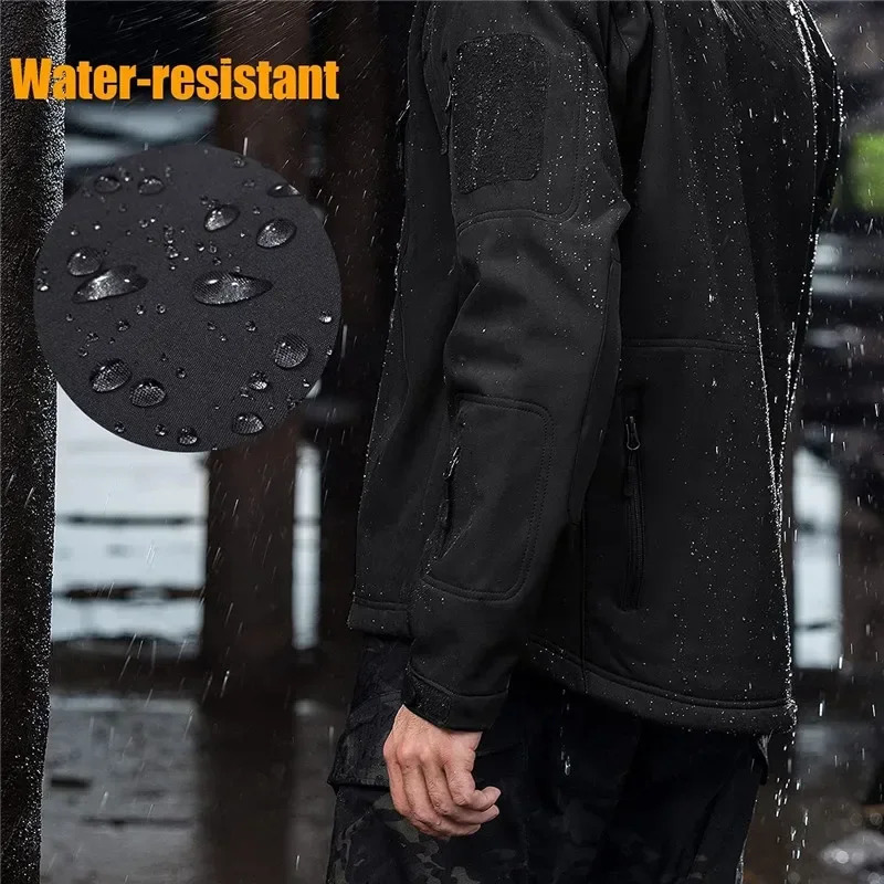 Custom n Support Customization Diy Multiple Pockets Fleece Warm SoftShell Jackets for Men Military Outdoor Man Coat 260923 - view 6