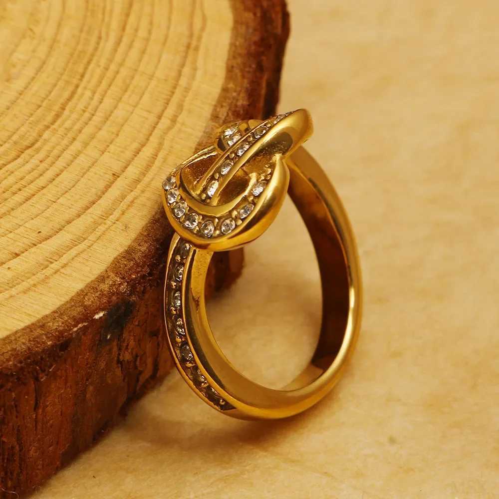 Stainless Minimalist Band Steel Rings Heart Love Hollow Ring for Women Inlaid Zircon Rings Gold Color Waterproof Romantic Fashion Jewelry N260924 - view 5
