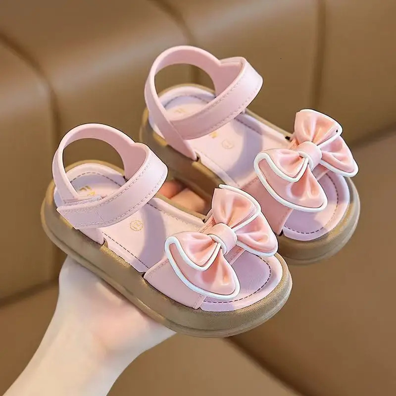 Fashionable Girls Sandals Summer Bow Princess Sandals 3-14 Years Old Students Children Outside Wearing Versatile Sandals 260923 - view 3