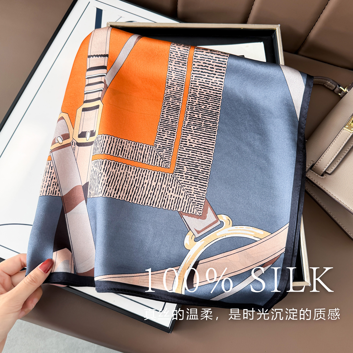 100% mulberry silk, 70% pure silk square Korean-style fashionable elegant neck scarf, suitable summer, work, and as a decorative accessory for shirts - view 4