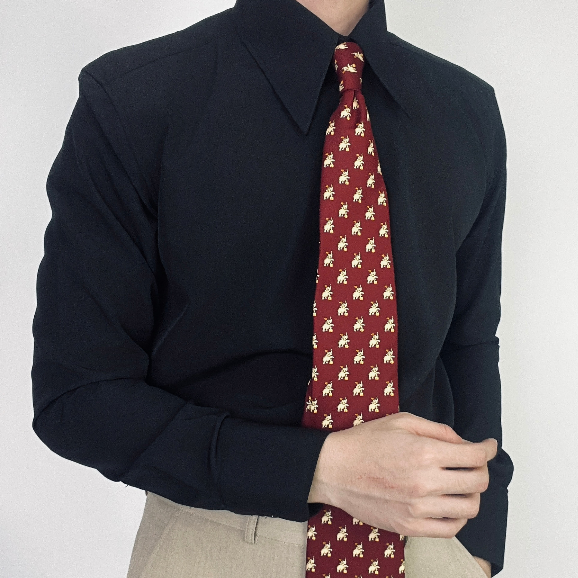 2025 New High Quality Spread Collar Men's Shirt Wrinkle-Free Long Sleeve Slim Fit Business Casual Vintage Office Wear Men Shirts - view 5