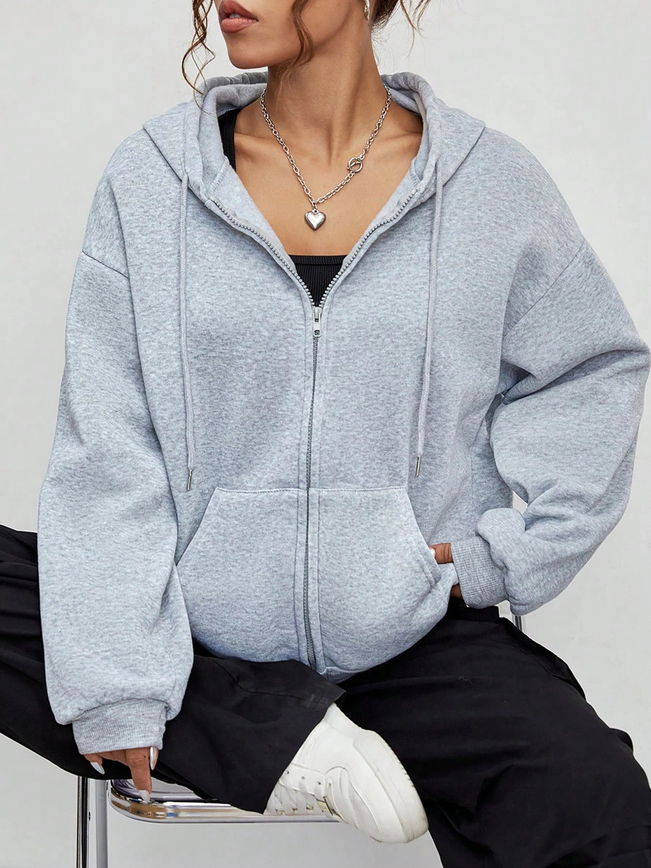 Solid Zipper Hoodie Women Warm Fleece Hoodies Autumn Casual Hoody Street Pocket Sportswear Oversized AllMatch Female Veste 260924