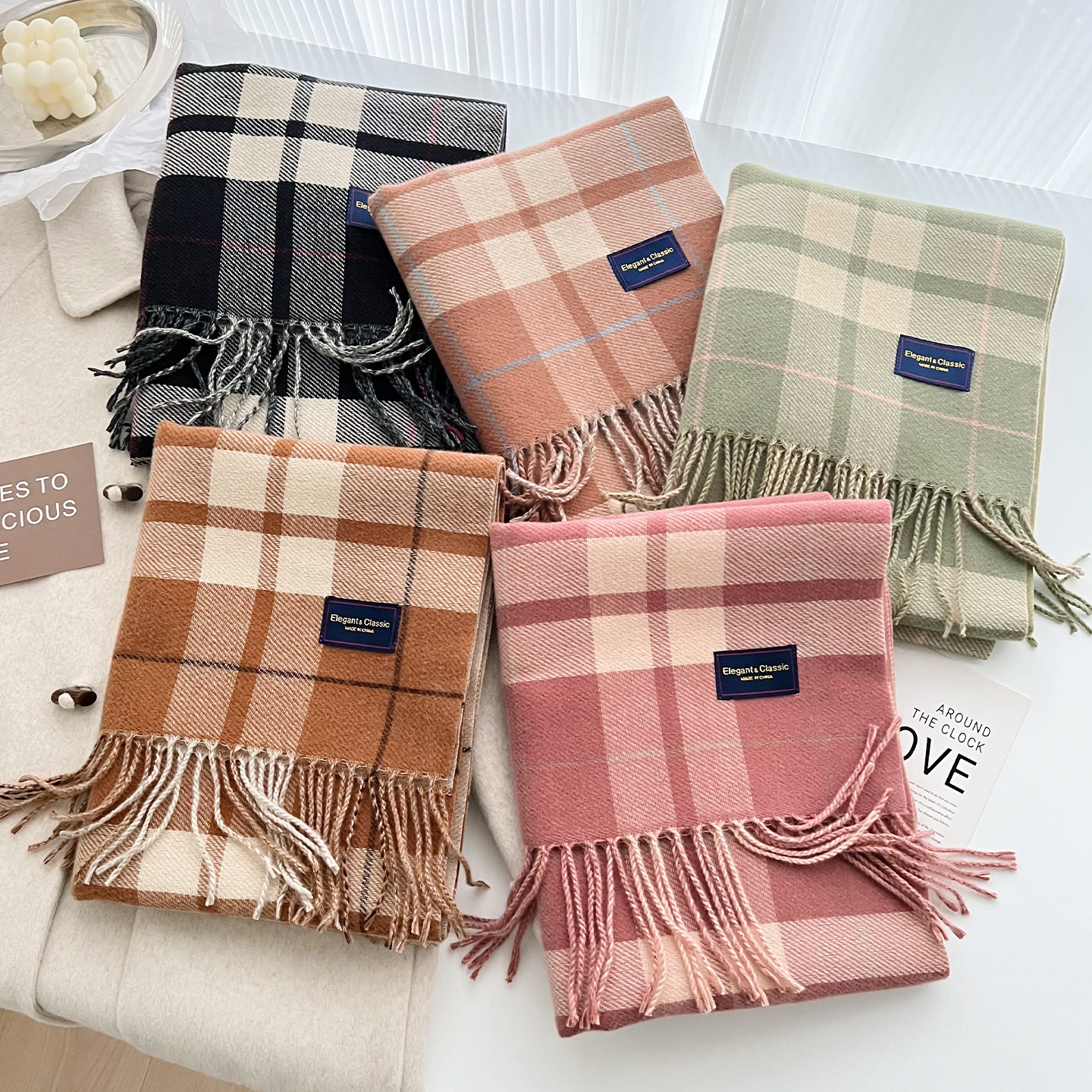 Clearance sale: Winter Korean-style classic striped plaid fringed scarves shawls, versatile for travel, thick and warm, wholesale - view 3
