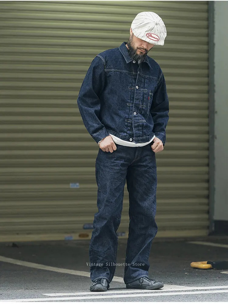 Rugged Bronson 1942 War Simplified Model Raw Denim Jacket 14oz 42806XX Selvedge Indigo Pleated Workwear Jean Outerwear for Men 260923 - view 4