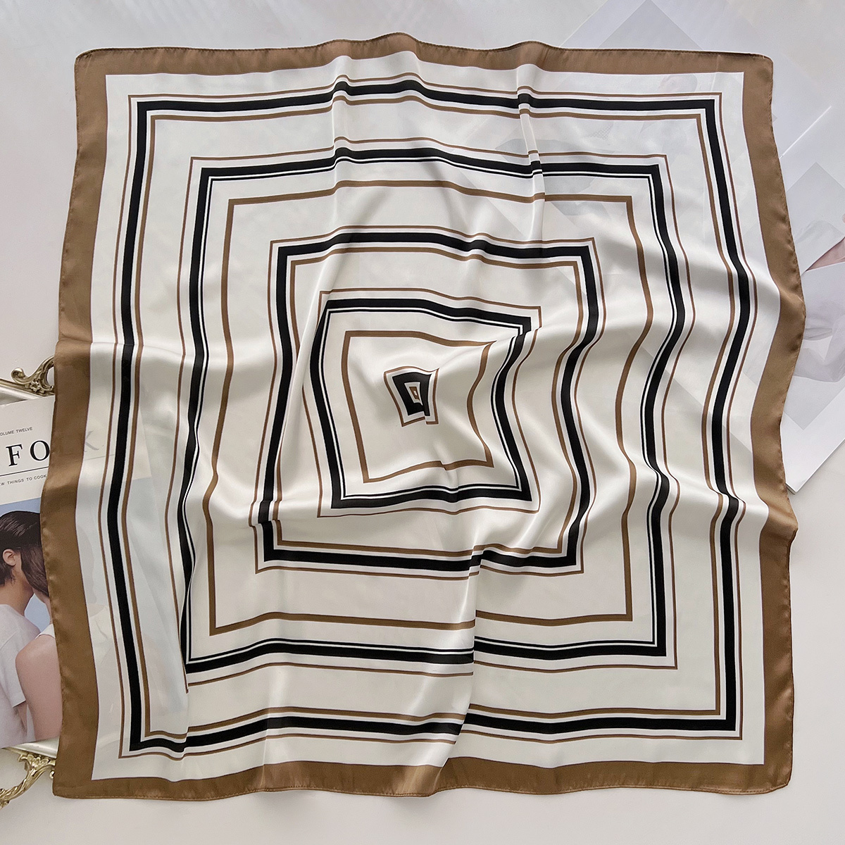 70cm small square scarf, new stylish silk scarf spring summer, perfect pairing with shirts, T-shirts, shawl, or as a decorative accessory for bags and - view 3