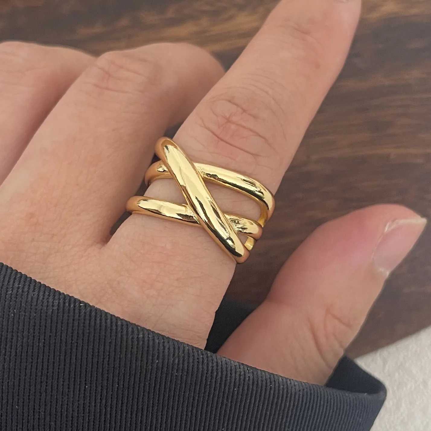Silver Band Sterling Rings 925 Rings For Women Men Fine Jewelry Finger Adjustable Open Gold Cross Ring For Party Birthday Gift N260924 - view 7