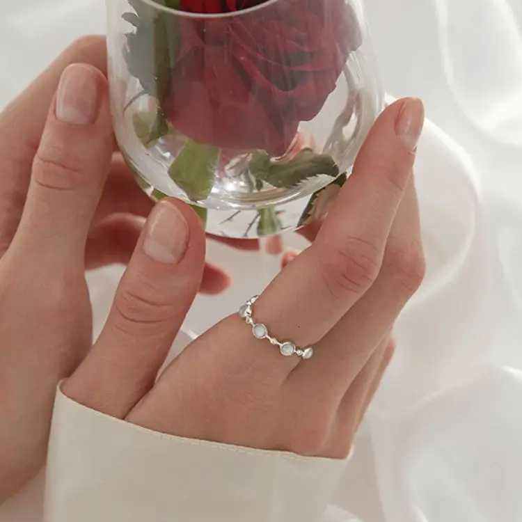 Sterling Band Rings Silver 925 Round Crystal Adjustable Rings For Women Wedding Engagement Luxury Jewelry Accessories Jewellery N260924 - view 4