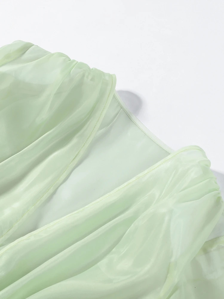 Transparent Deep Vneck Womens Jumpsuit Green Long Sleeve Tapered Pants Lady Fashion Elegant Female Rompers 2026 Summer 260924 - view 6