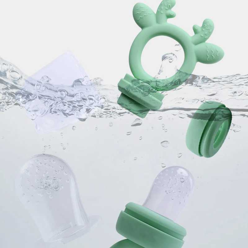 Feeding Other Baby BPA Free Baby Fruit Food Feeder with Dust Cover Deer Silicone Teething Nibbler 3 Colors Toddler Vegetable Feeding Pacifier Teether  - view 9