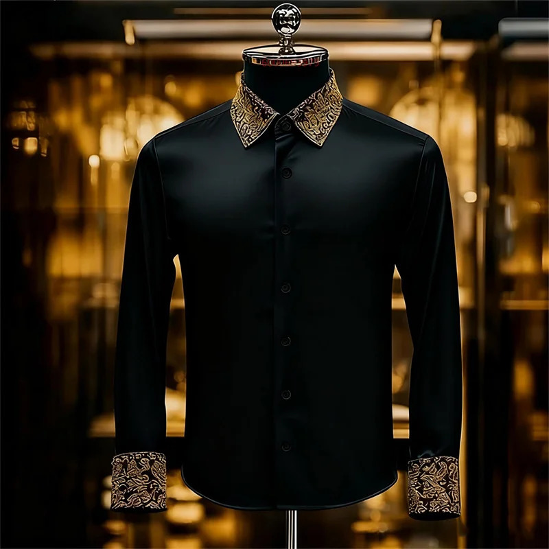 Men's Ethnic Style Exquisite Floral Shirt Formal Shirt Long-Sleeved Retro Vacation/Daily Wear Autumn Collared Shirt 260922