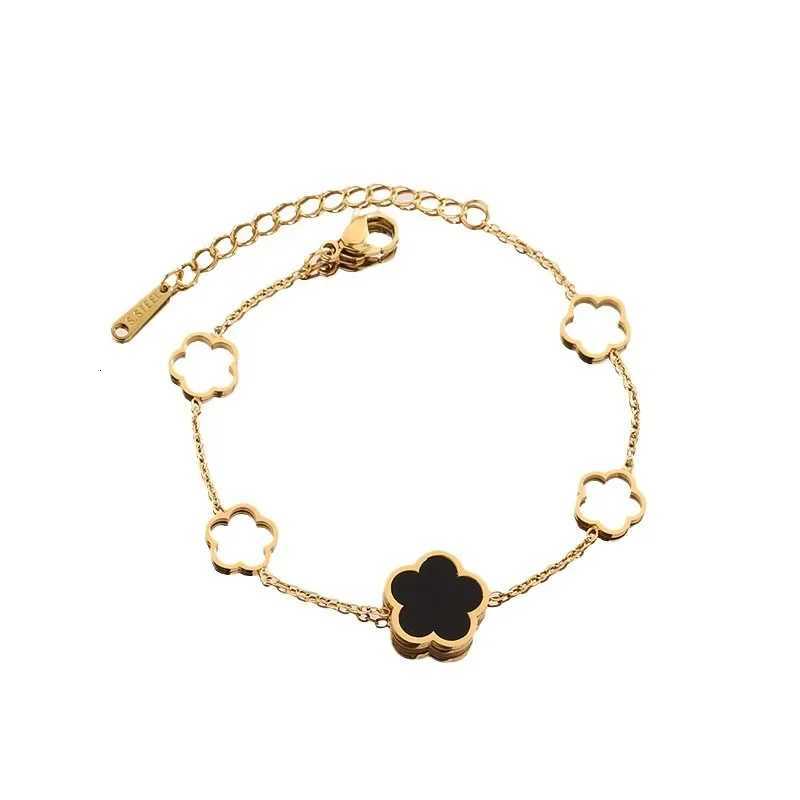 korea fashion black and Bangle white shell Five leaves wer bracelet for wen charm Stainl steel bangle bride jewelry accory N260924 - view 6