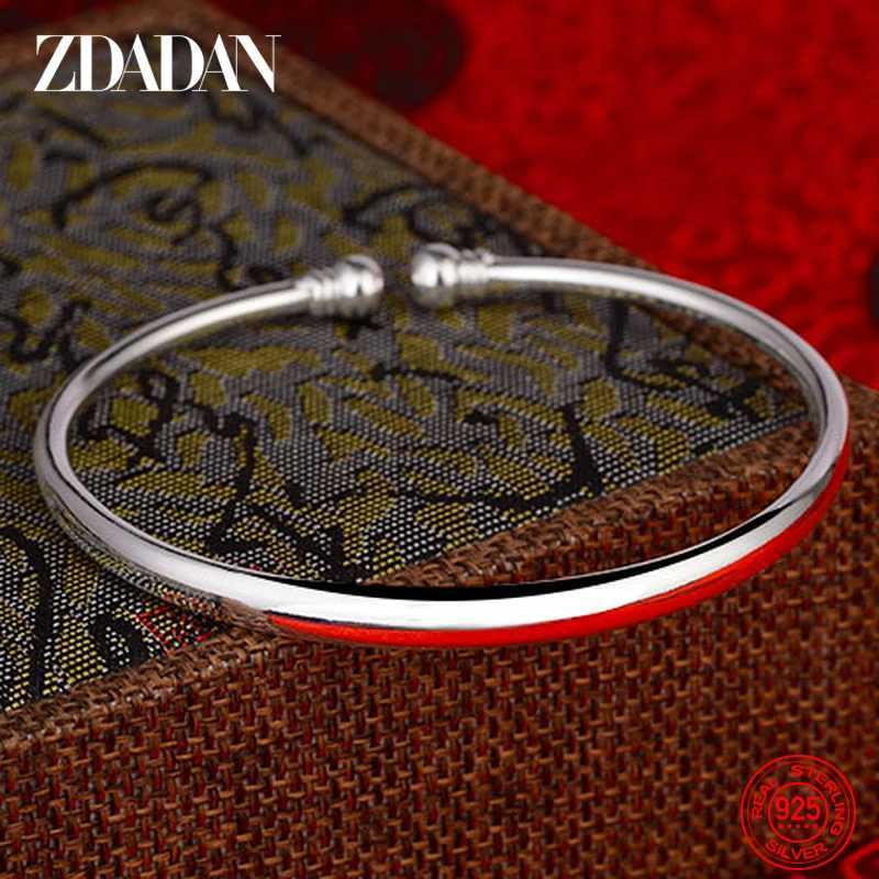 Sier Bangle Sterling ZDADAN 925 Round Open Cuff Bracelet For Wen Charm Jewelry Gift N260924 - view 3