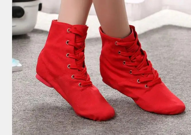 1pairlot Men Women Sports Dancing Sneakers Jazz Dance Shoes Lace Up Dancing Short Boots Blue Red Black 260924
