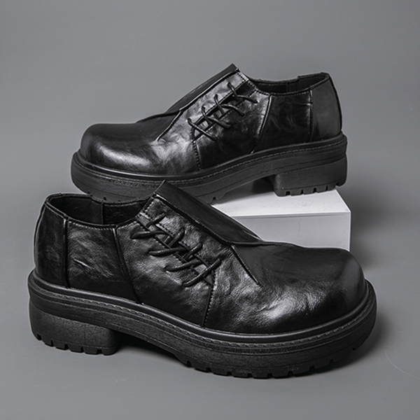 Four season side lace up thick soled big toe leather shoes, fashionable formal wear, business casual shoes, plus size office men's shoes 14561 - view 7