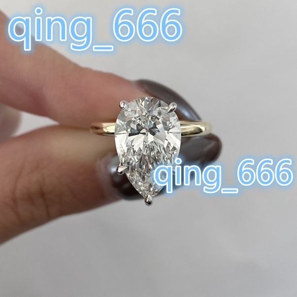 IGI Certified 4.34 ct Pear Cut Lab Grown Diamond Engagement Ring 14K Yellow Gold Two Tone VVS VS CVD HPHT Loose Diamond Ring