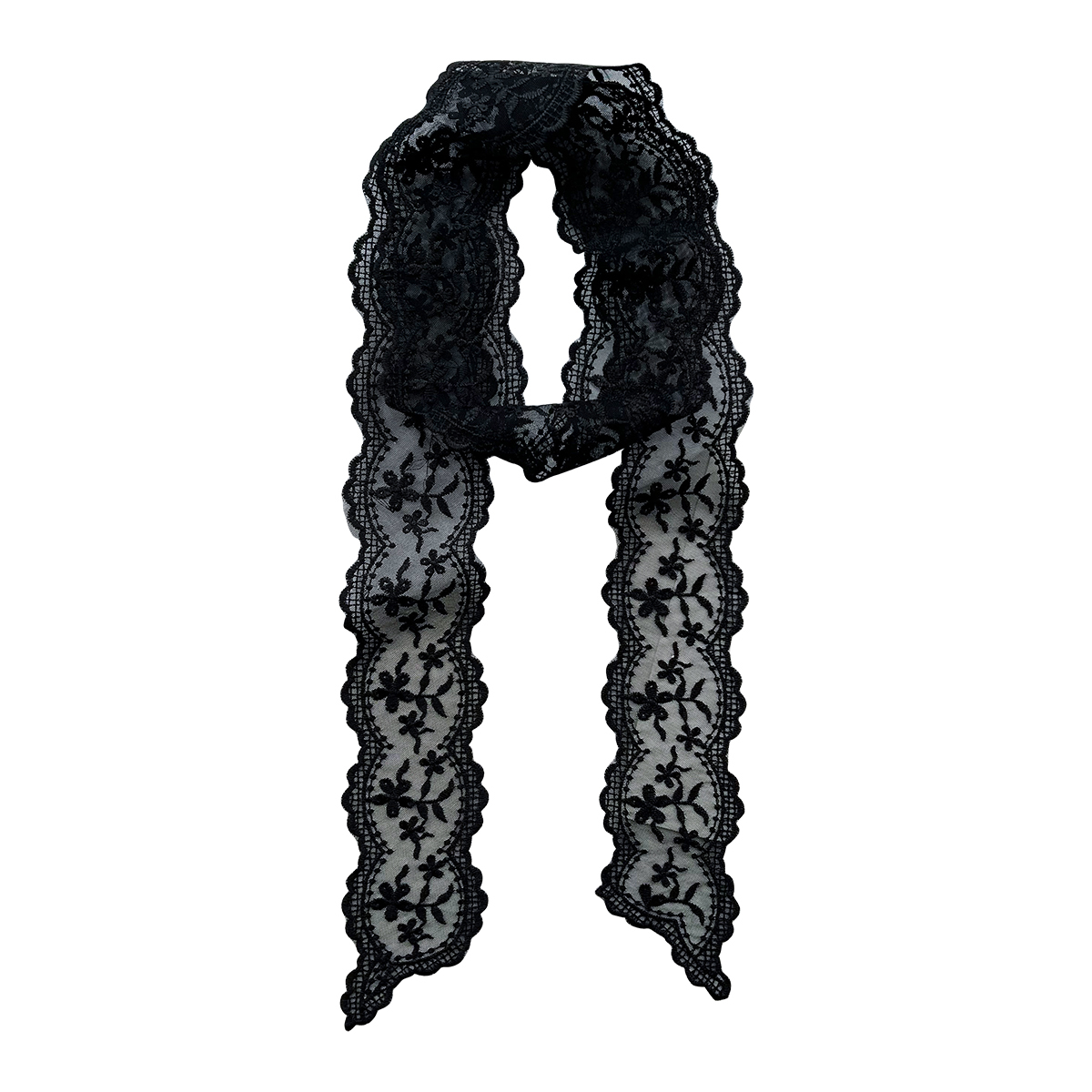 Korean versatile ins-style small ethereal and fairy-like, lace long silk scarf, waist belt, floral sweet ribbon - view 6