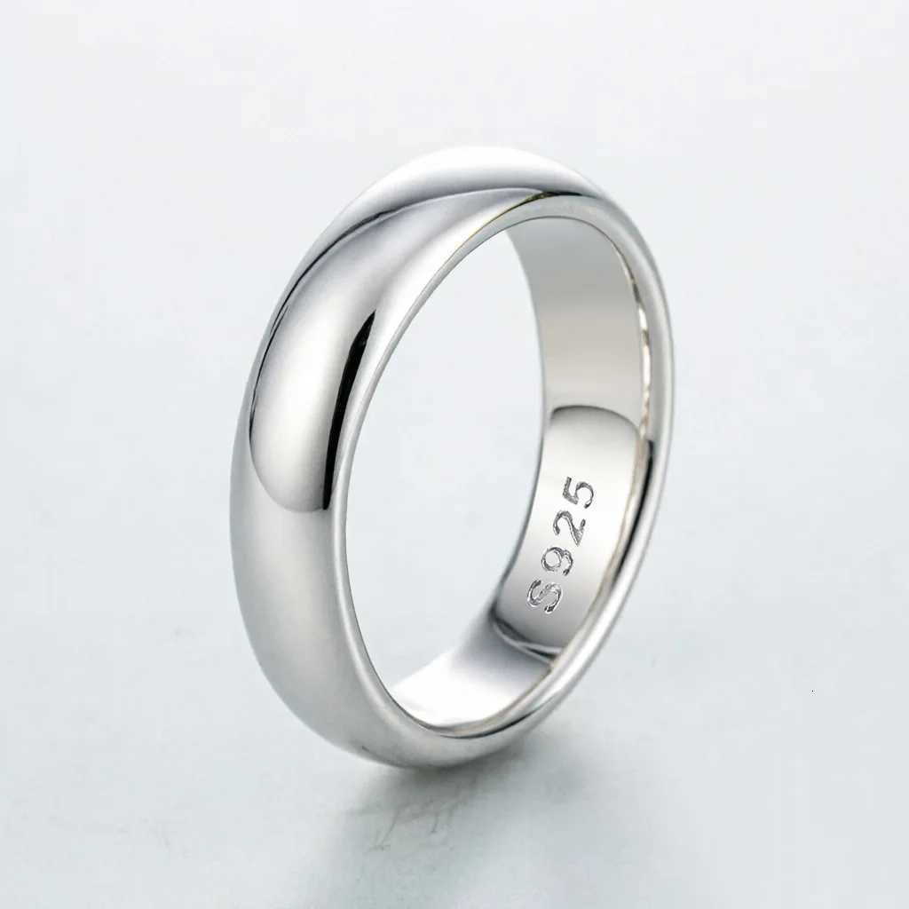 Rings 925 Sterling Silver Band Polished Dome Band Ring D VVS1 Moissanite Multi Tone Minimalist Couple Wedding Fine Jewelry For Men Women N260924 - view 3