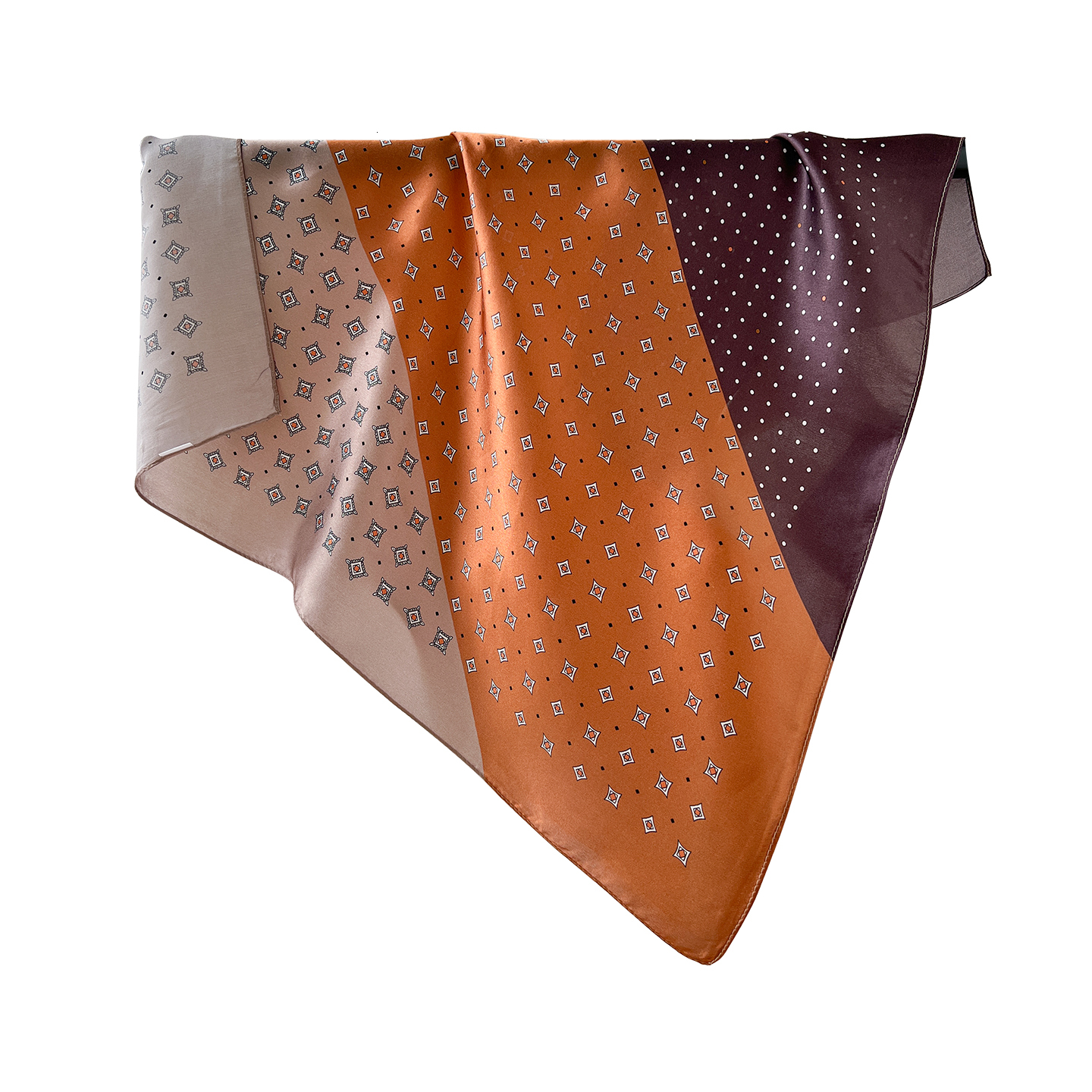 100% mulberry with color-blocked print, 70cm square for women, geometric design, light luxury style, fashionable and versatile silk scarf - view 6