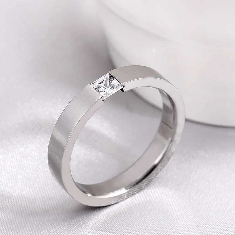 Rings Titanium Steel Rings Band for Women Minimalist Silver Color Zircon Ring Men Fashion Jewelry Frosted Scratched Free N260924 - view 7