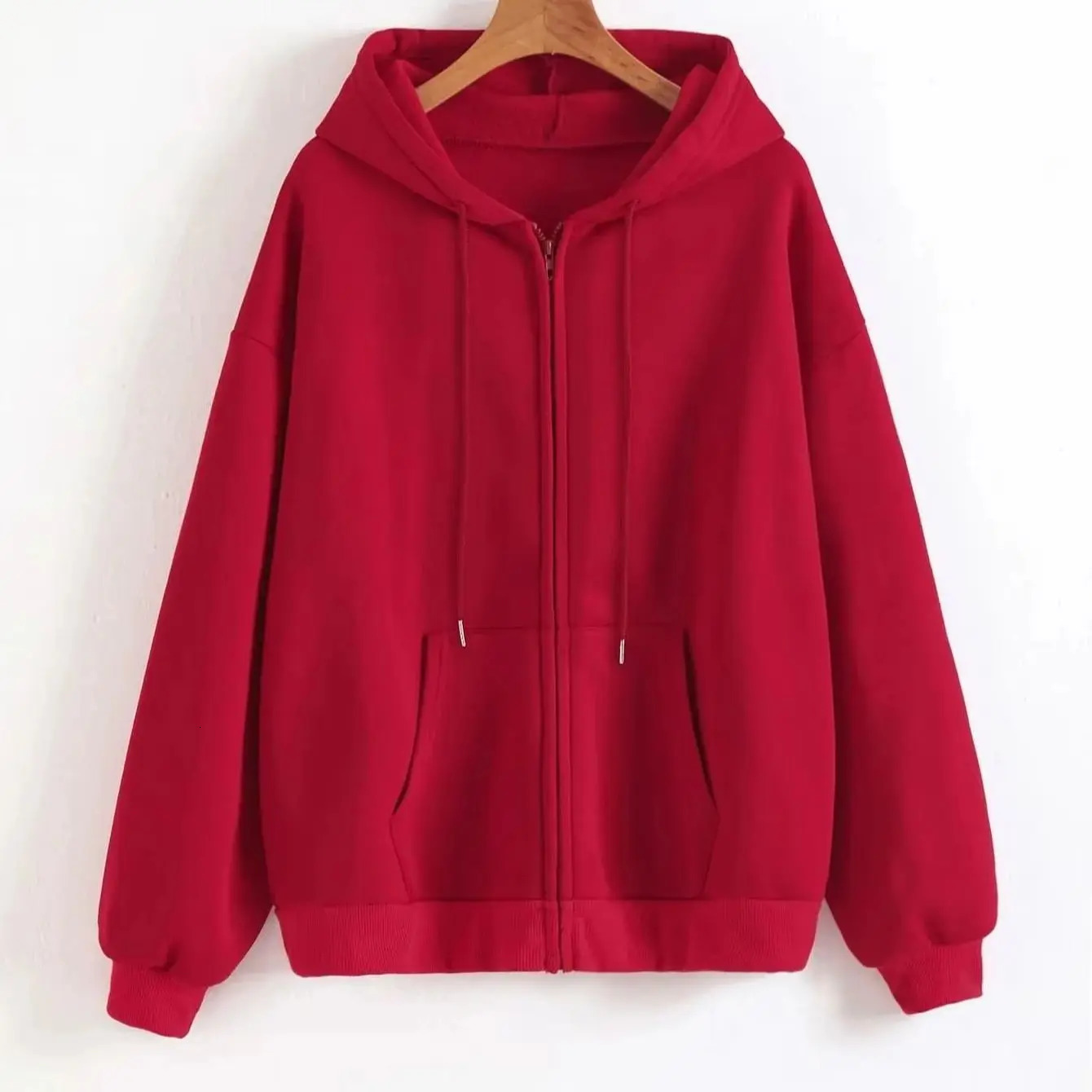 Womens Solid Color Zipper Hoodies Autumn Casual Sportswear Trendy Comfortable Long Sleeved AllMatch Pocket Hoody 260924 - view 3