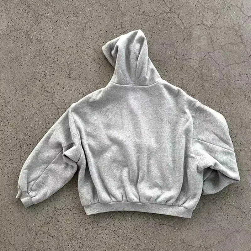 Reversible Zip Up Hoodie Plaid Pattern Cropped Long Sleeve Loose Fit Y2K Streetwear Casual Sweatshirt 260924 - view 4
