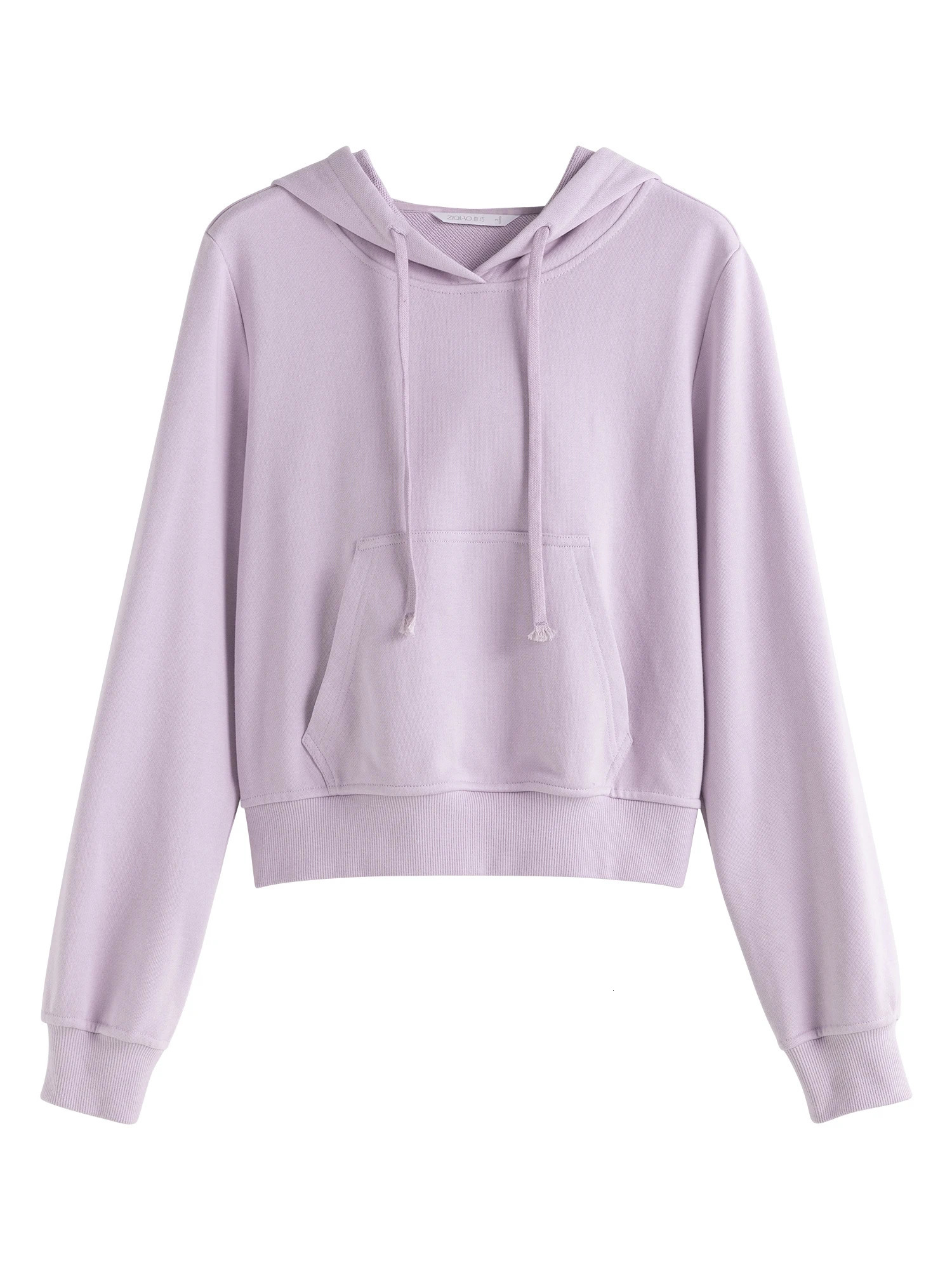ZIQIAO Women Hoodies Grey Front Shoulder Short hooded Sweatshirts Drawstring n Autumn Beige Pullovers 24ZQ93262 260924 - view 6