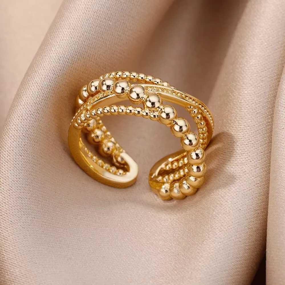 Line Band Rings Stainless Minimalist Steel Open Rings For Women Gold Color Wedding Aesthetic Ring Designer Jewelry Accessories BFF anillo N260924 - view 4